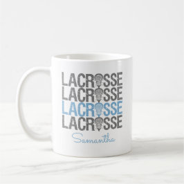 Taza De Café Palabra Lacrosse en peligro azul en polvo