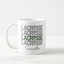 Taza De Café Palabra Lacrosse en peligro verde del bosque