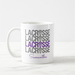 Taza De Café Palabra Lacrosse púrpura alterada