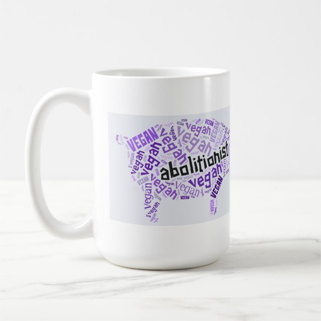 Taza De Café "Palabra-Nube del vegano del abolicionista" - (Izquierda)