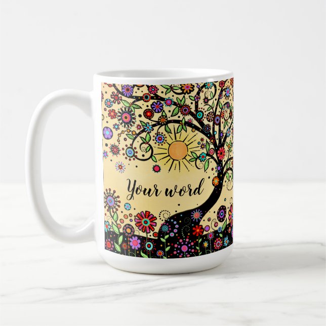 Taza De Café Palabra personalizada del año (Izquierda)