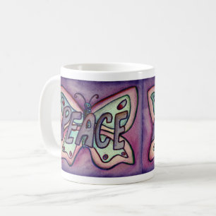 Taza De Café Palabra púrpura Arte Morado Mariposa Wings Coffee