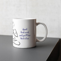 Palabras amables citan meditación Pose Mug