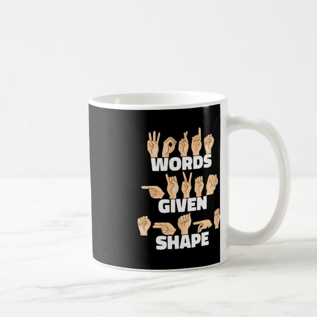 Taza De Café Palabras con forma de lenguaje ASL American Rótulo (Derecha)