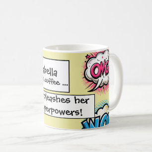 Taza De Café Palabras de Acción Divertidas de Cómics en Burbuja