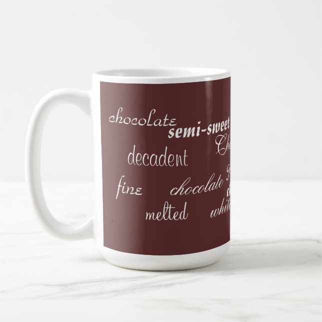 Taza De Café Palabras de chocolate descriptivas (Izquierda)