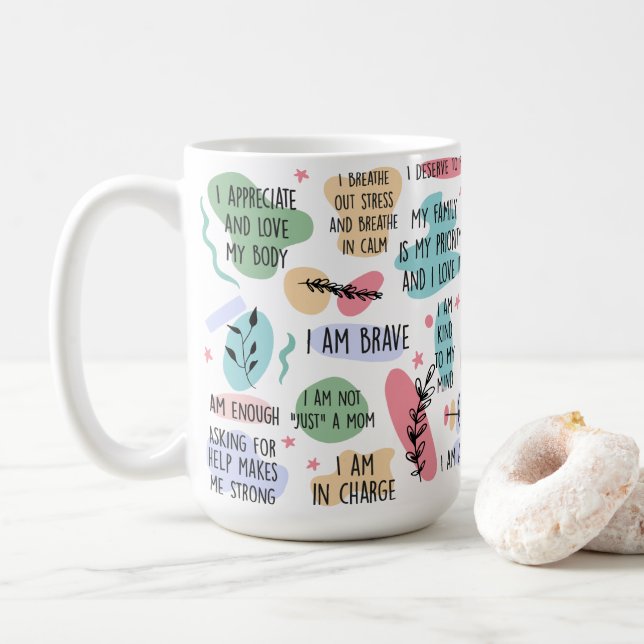 Taza De Café Palabras de confirmación de mamá (Con donut)