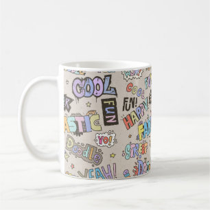 Taza De Café Palabras de doodle Leer palabras Guay Mano diverti