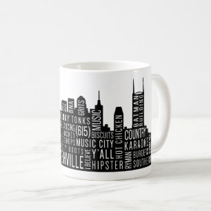 Taza De Café Palabras de Nashville Skyline