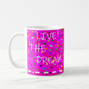 Taza De Café Palabras de texto con patrones de diseño rosado qu