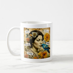 Taza De Café Palabras Inspiradoras Personalizadas y Dama Antigü