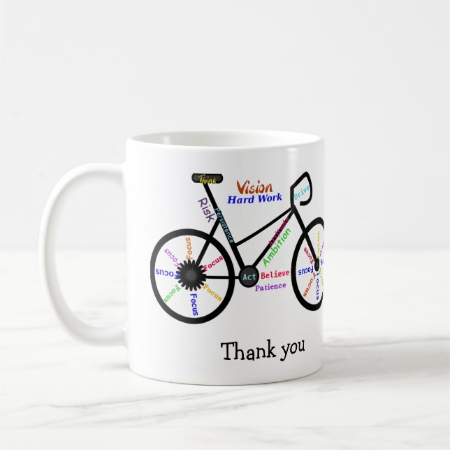 Taza De Café Palabras motivacionales, ciclismo, ciclismo, graci (Izquierda)