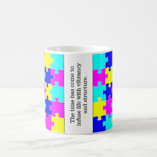 Taza De Café Palabras motivacionales y piezas de rompecabezas c