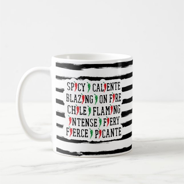 Taza De Café Palabras picantes Diseño de Pepper en Chile (Izquierda)