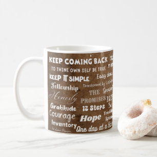 Taza De Café Palabras y eslóganes de recuperación en 12 pasos