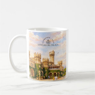 Taza De Café Palacio Bangalore India Acuarela Recuerdo de Viaje