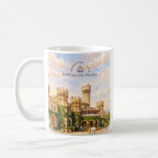 Taza De Café Palacio Bangalore India Acuarela Recuerdo de Viaje