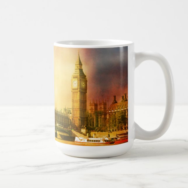 Taza De Café Palacio Westminster y puente con el Big Ben (Derecha)