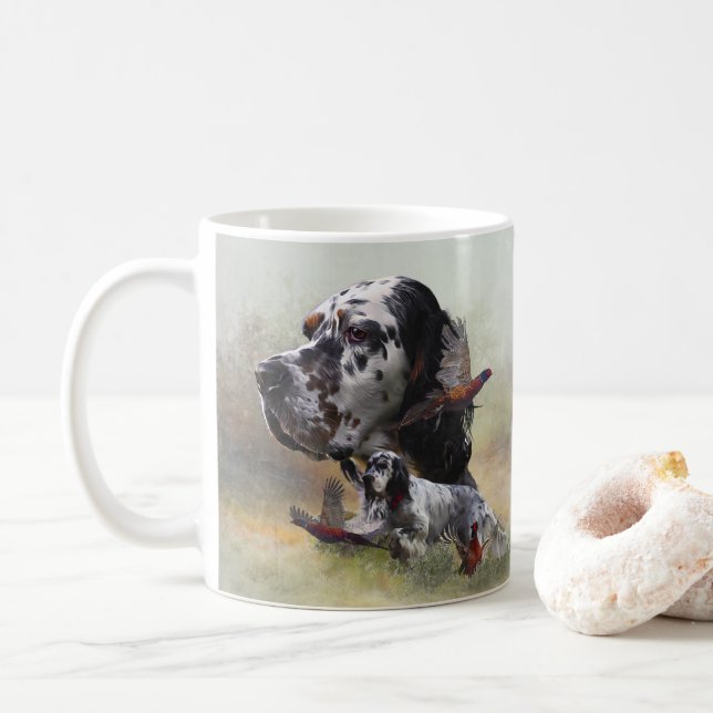Taza De Café Palangrería inglesa con faisanes, arte (Con donut)