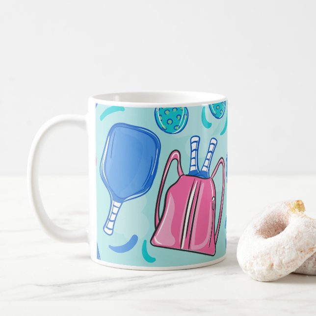 Taza De Café Palas de pelota y bolas azul preppy (Con donut)