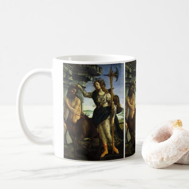 Taza De Café Palas (Minerva) y Centauro de Sandro Botticelli (Con donut)