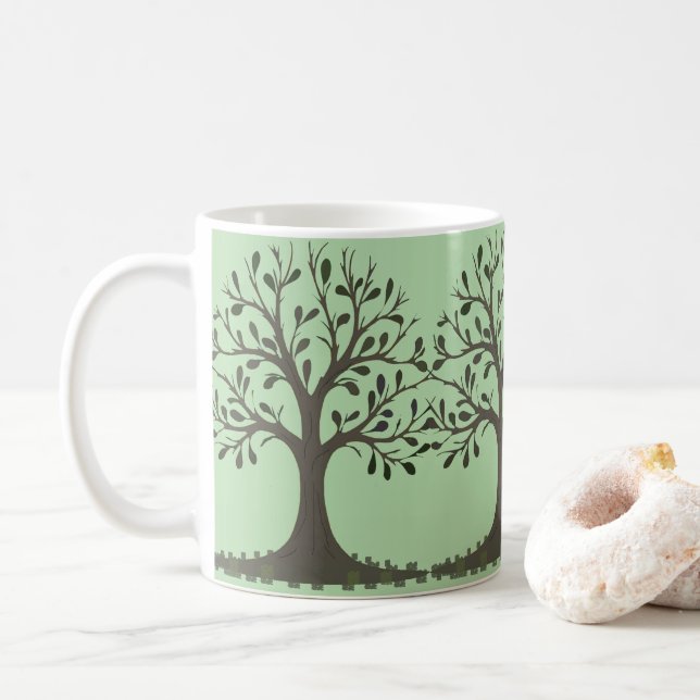 Taza De Café 🌳 Pale Green Tree of Life Coffee Mug (Con donut)