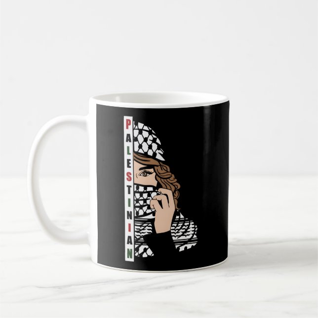 Taza De Café Palestina con la moda palestina de Kufeya Scarf (Izquierda)