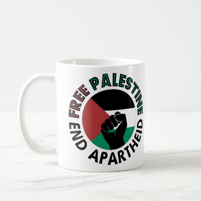 Taza De Café Palestina Libre pone fin al apartheid bandera pale (Izquierda)