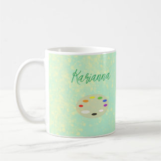 Taza De Café Paleta de Arte Casual Amarillo Verde Personalizado