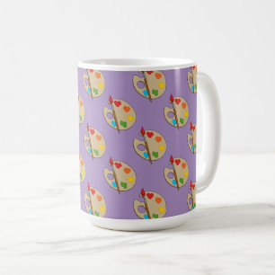 Taza De Café Paleta de artista con pincel de pintura