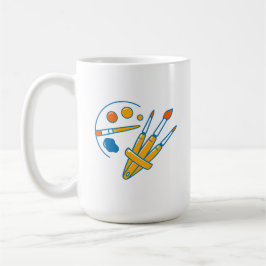 Taza De Café Paleta de pintura y pinceles de artista