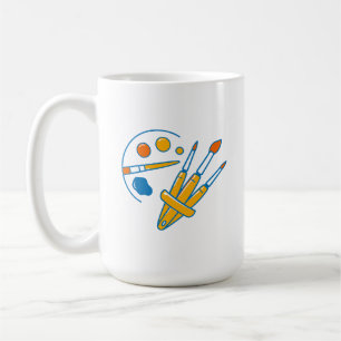 Taza De Café Paleta de pintura y pinceles de artista