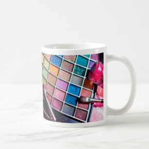 Taza De Café Paleta y cepillos - impresión del maquillaje de l