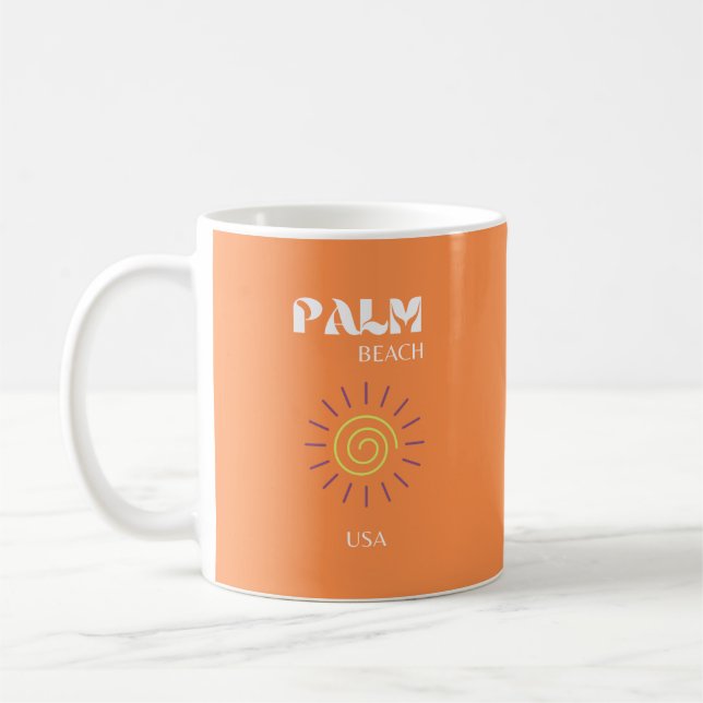 Taza De Café Palm Beach, Travel Art, Preppy, Naranja (Izquierda)