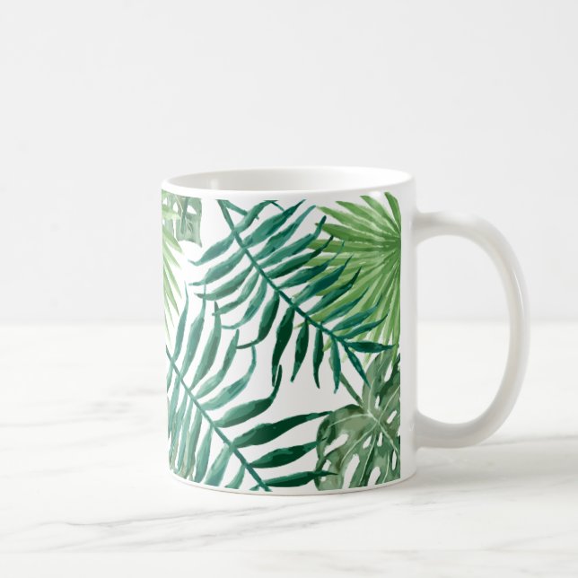 Taza De Café palm leafs mug aquarell tumblr (Derecha)