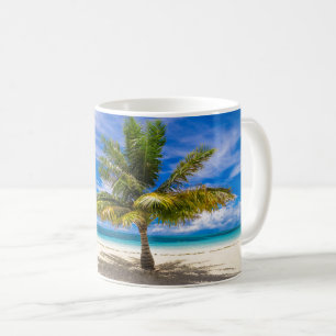 Taza De Café Palm on White Sand Beach
