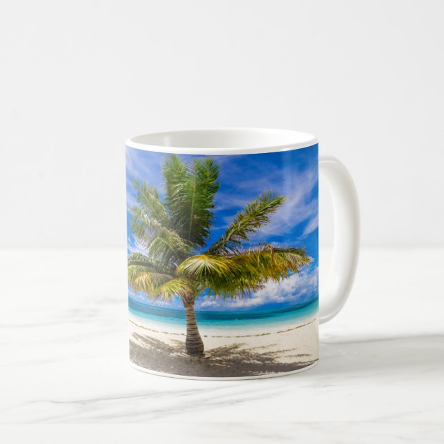 Taza De Café Palm on White Sand Beach (Anverso derecho)
