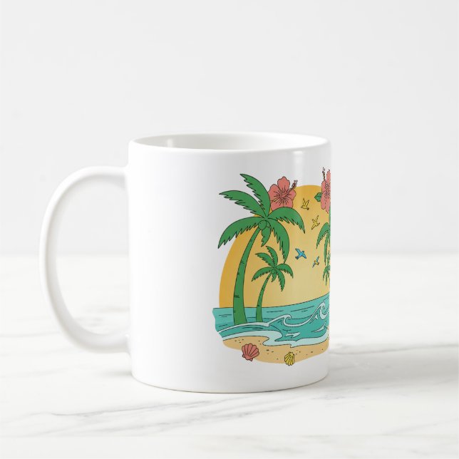 Taza De Café Palm Paradise Tropical Beach Mug (Izquierda)