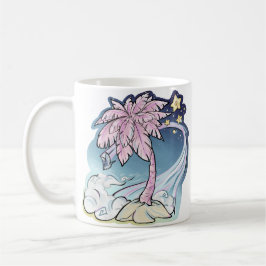 Taza De Café Palm rosa y bidra azul