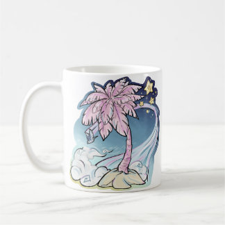 Taza De Café Palm rosa y bidra azul