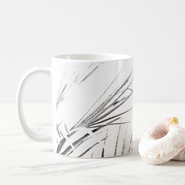 Taza De Café Palm Tree Deja Esbozo Minimalismo (Con donut)
