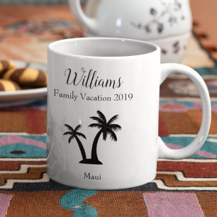 Taza De Café Palm Tree Keepsake para vacaciones tropicales fami