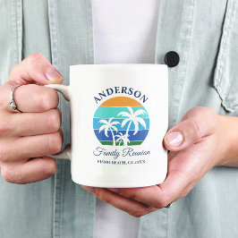 Taza De Café Palm Trees de Playa de Verano de Reunión Familiar