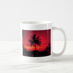 Taza De Café Palm Trees Exóticas Rojas de Hawaii Sunset