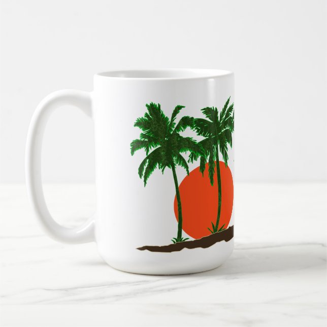 Taza De Café Palm Trees Sunset Sun Surf Beach (Izquierda)
