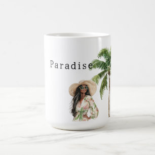 Taza De Café Palm Trees Tropical Beach Woman