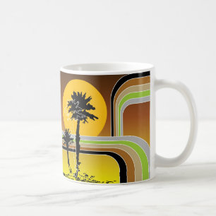 Taza De Café Palm Trees Tropical Retro Beach Sunset Stripes Mod