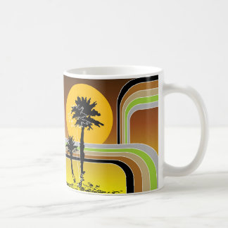Taza De Café Palm Trees Tropical Retro Beach Sunset Stripes Mod