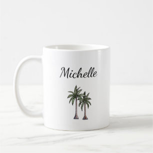 Taza De Café Palm Trees Tropicales Elegante Foliage Botánico