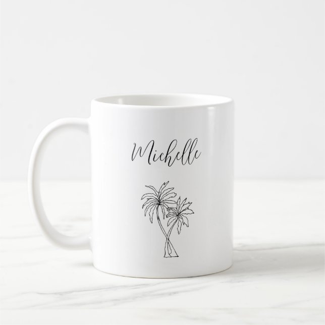 Taza De Café Palm Trees Tropicales Foliage Botánico Personaliza (Izquierda)